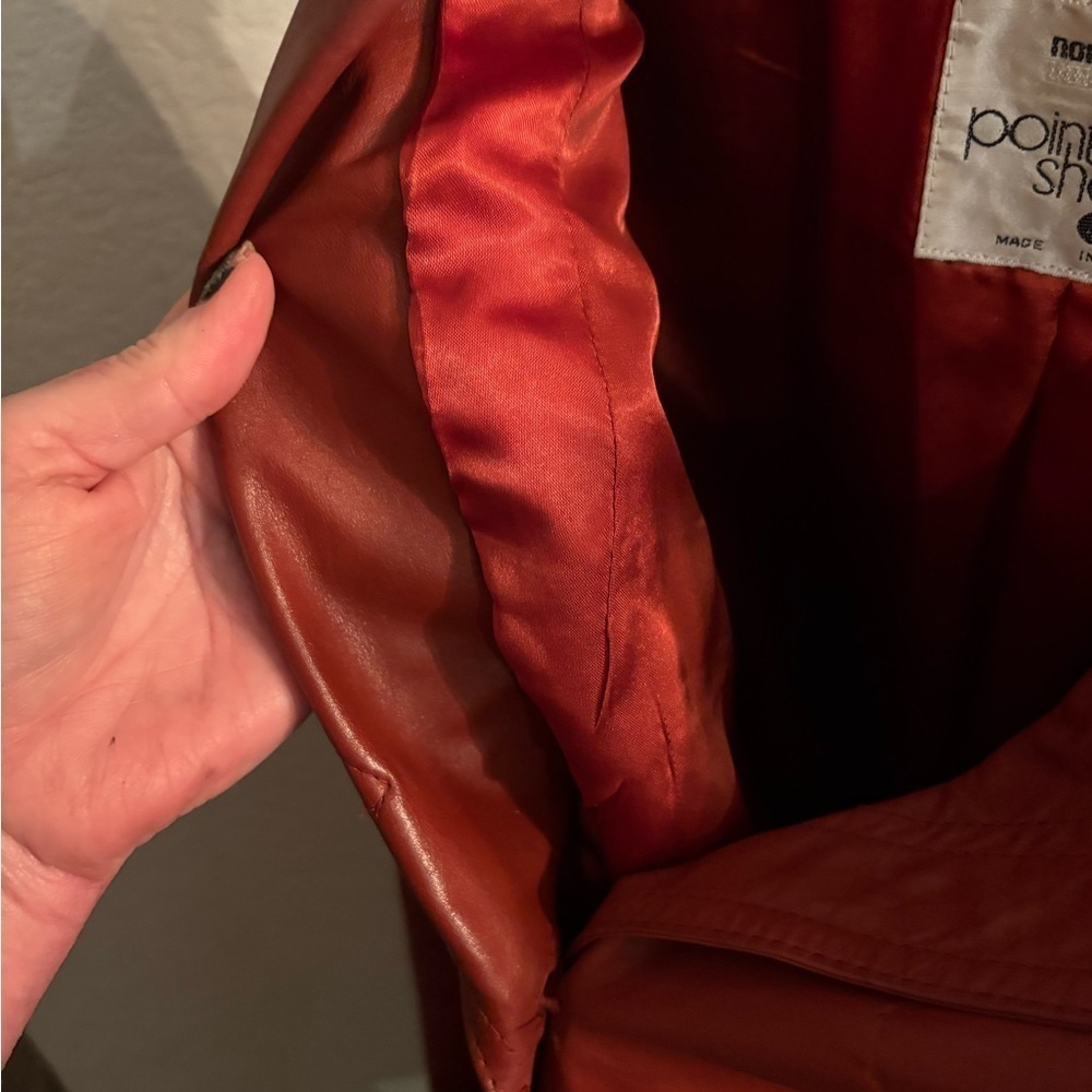 Nordstrom VINTAGE  | GENUINE Leather Short trench Style Jkt Burnt Orange SZ 10 - Picture 11 of 15